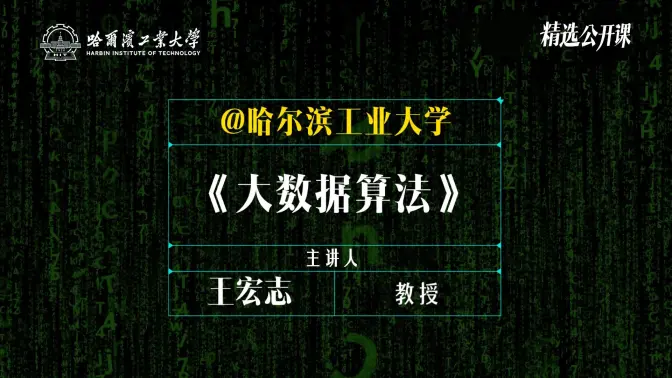 【大数据算法】哈尔滨工业大学 | 王宏志